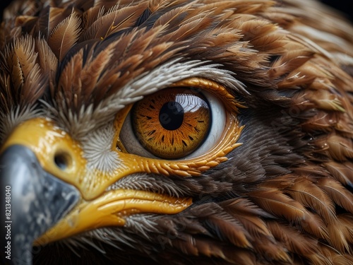 Close-up portrait of an eagle. The gaze of a bird of prey. Generative AI