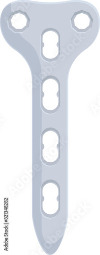 Illustration of orthopedic bone plate for medical surgery and skeletal repair using titanium fixation device