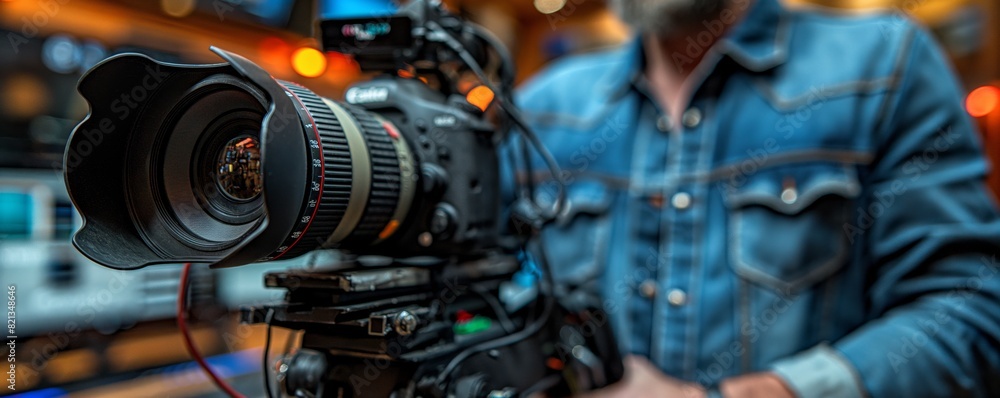 Cinematographer operating a film camera