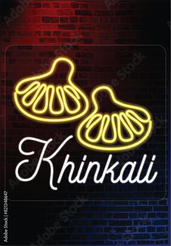 Adobe Illustrator Artwork - neon khinkali georgian cuisines, neon advertising