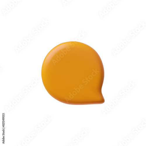 3D glossy orange empty speech bubble, vector render round text bubble, volume dialogue form, social media chat message