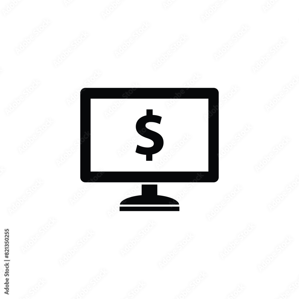 investing laptop with dollar icon vector investing laptop with dollar icon vector