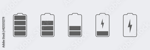 Phone battery charge status symbols set 1