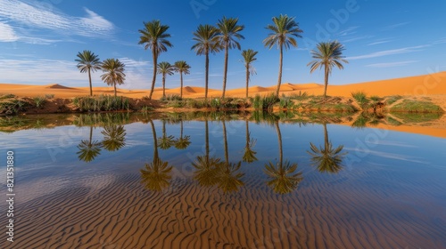 Palm Trees Surrounding Tropical Body of Water