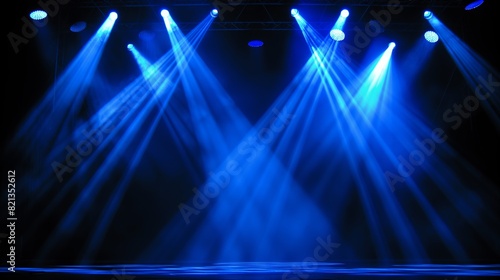 Blue Stage Lights created with Generative AI Technology, ai, generative