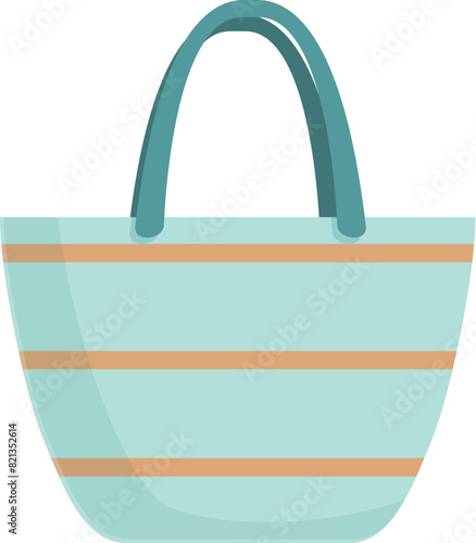 Flat design vector illustration of a fashionable striped tote bag with a pastel color scheme