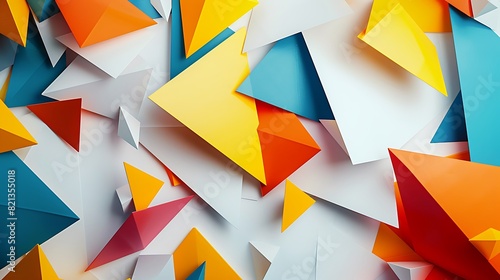 Colorful 3D triangles background. photo