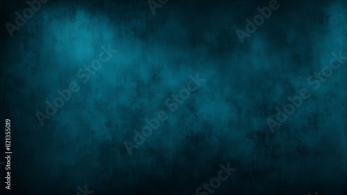 dark blue background texture with black vignette in dark elegant teal color wall 
