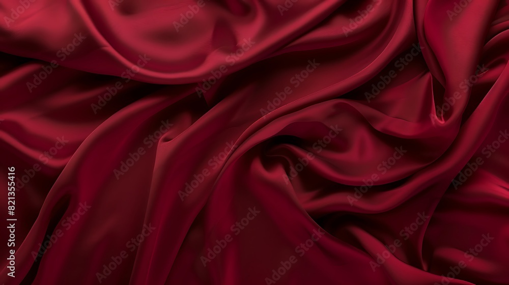 Red crumpled silk fabric, wrinkled cloth, soft satin textile Red crumpled silk fabric, wrinkled cloth, soft satin textile