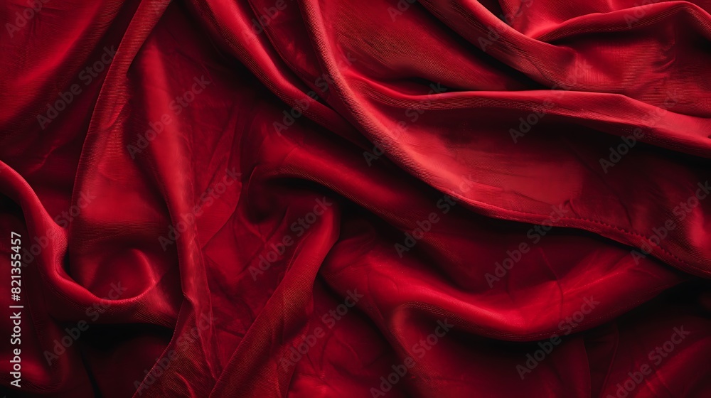 Red crumpled velvet fabric. Red crumpled velvet fabric.