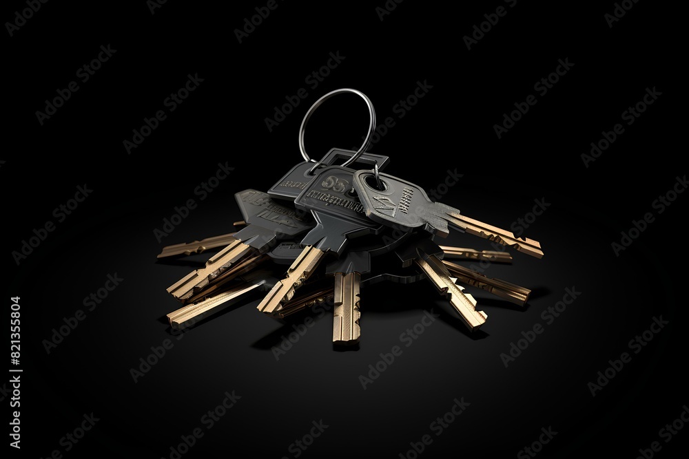 Different lock keys isolated on black. A bunch of keys on a dark background. Different lock keys isolated on black. A bunch of keys on a dark background.