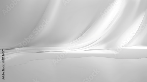 White clean soft folds of fabric with spotlight. Abstract background.