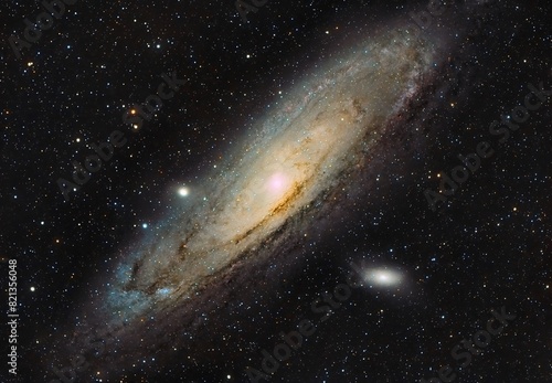 Andromeda Galaxy. This picture was not generated using Artifitial Inteligence, but rather by integrating many pictures taken with a Skywatcher 200 PDS telescope from my balcony.