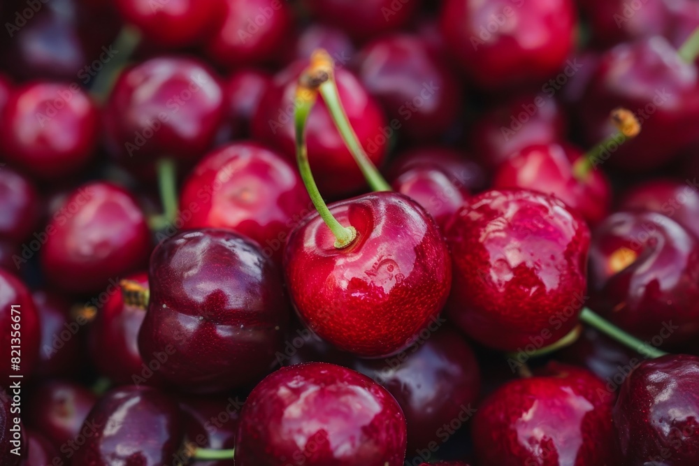Pile of fresh cherries, with focus on one cherry in the center, closeup shot, high resolution photography, Pile of fresh cherries, with focus on one cherry in the center, closeup shot, high resolution photography,