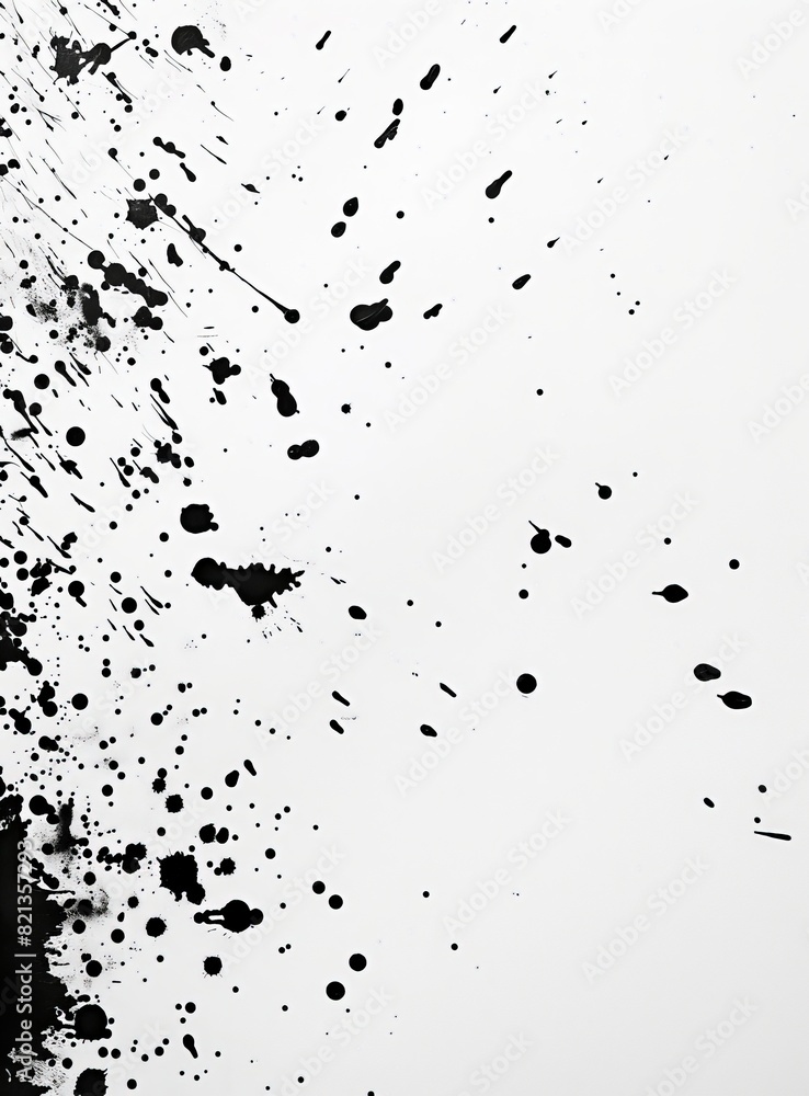 Fototapeta premium A black and white photo of a white background with black splatters of paint