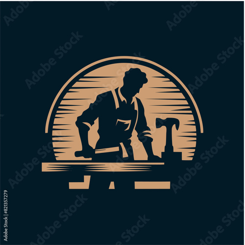 carpenter design logo concept, vector