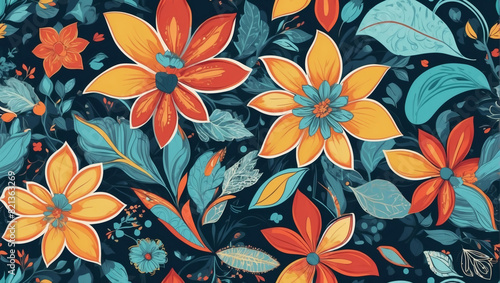 a seamless flower pattern with intricate details and vibrant colors  perfect for fabric.