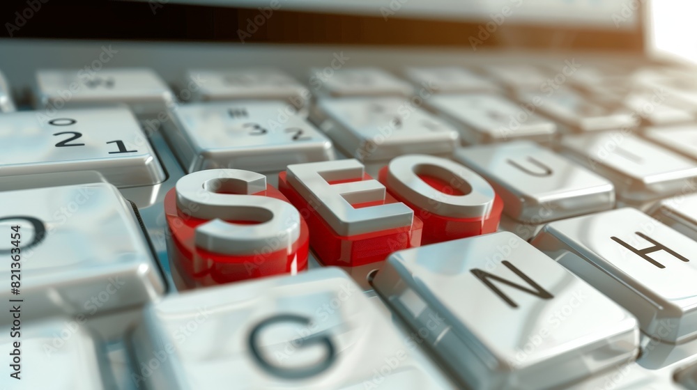 A keyboard with the letters SEO on it A keyboard with the letters SEO on it