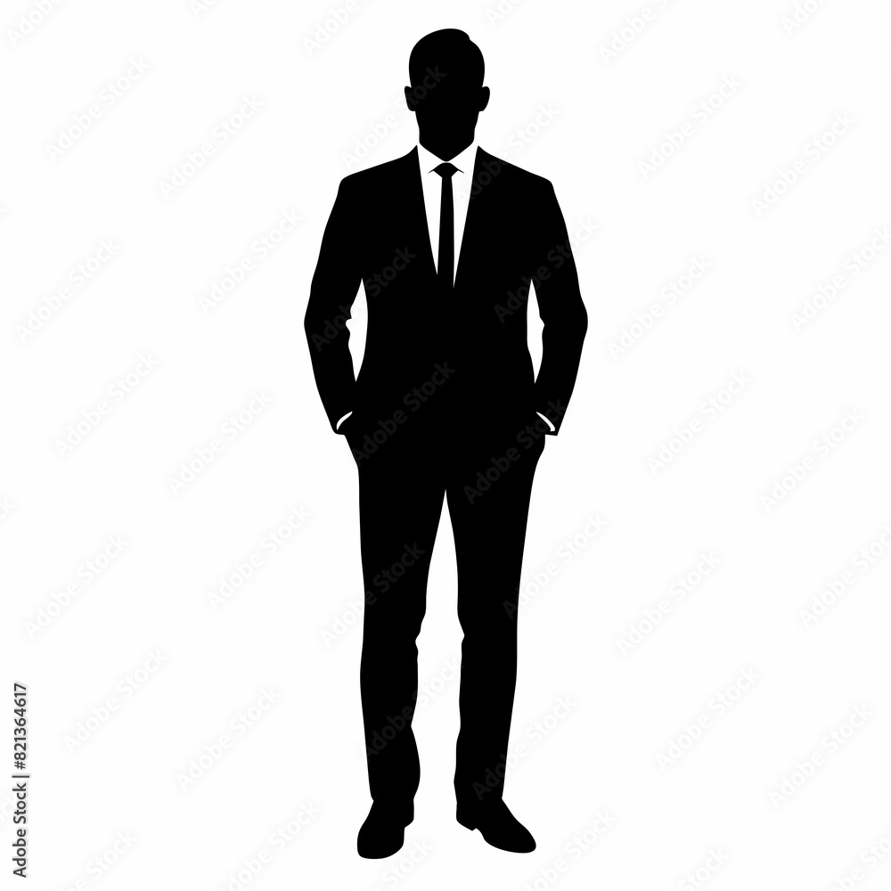 Professional businessman in a standing pose vector silhouette Professional businessman in a standing pose vector silhouette
