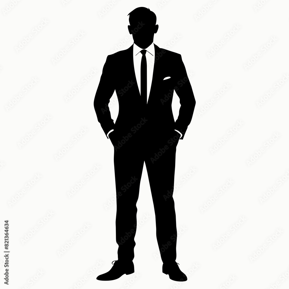 Professional businessman in a standing pose vector silhouette 