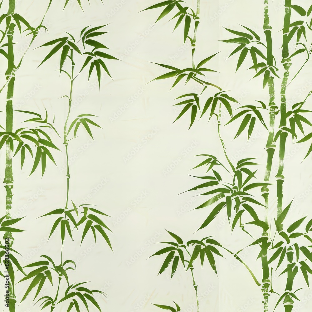 A green and white bamboo patterned wall A green and white bamboo patterned wall