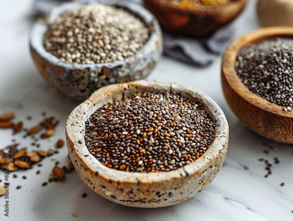 Chia seeds are a superfood that is high in protein, fiber, and omega-3 fatty acids Chia seeds are a superfood that is high in protein, fiber, and omega-3 fatty acids