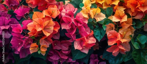 Colorful flowers adorning wall