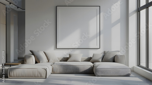 Fototapeta Naklejka Na Ścianę i Meble -  Frame & poster mockup in modern living room. 3d rendering