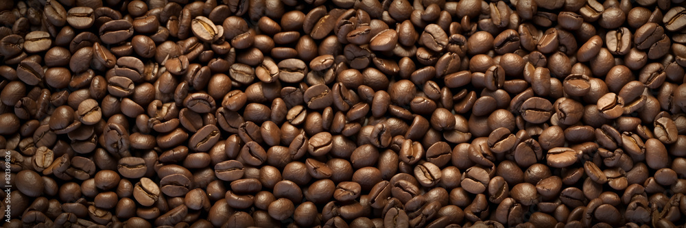 High resolution close-up shot of roasted coffee beans, highlighting texture and detail High resolution close-up shot of roasted coffee beans, highlighting texture and detail