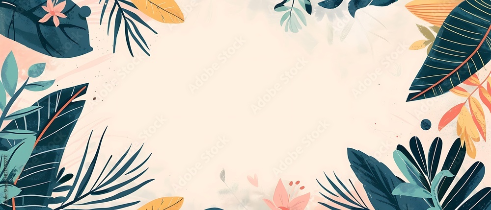 Blossoming Beauty - Hand Drawn Floral and Leaf Aesthetic Background Illustration Blossoming Beauty - Hand Drawn Floral and Leaf Aesthetic Background Illustration