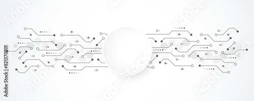 Abstract background with technology circuit board texture. Modern electronic motherboard texture. Engineering and communication concept for header, web banner, website, presentation.