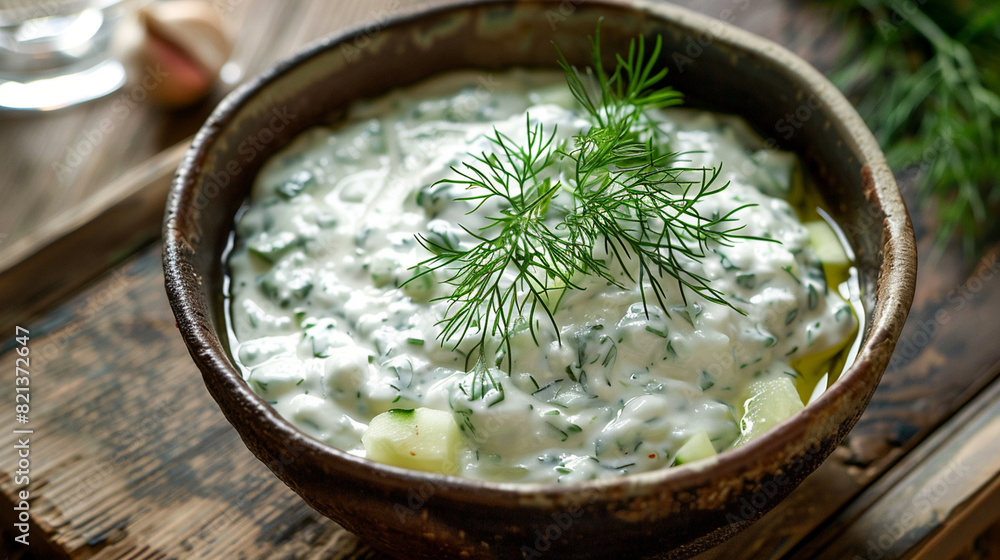 Tzatziki - yoghurt sauce with cucumber, garlic and dill