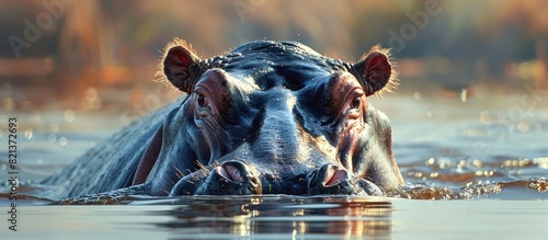 Hippopotamus swimming in body of water photo