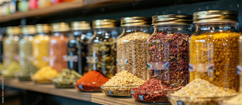Assorted spices in glass jars