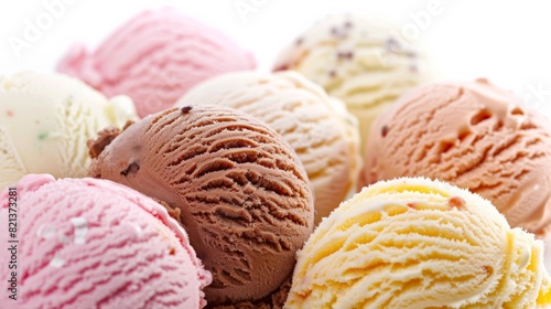Ice cream  multiple flavors  close up