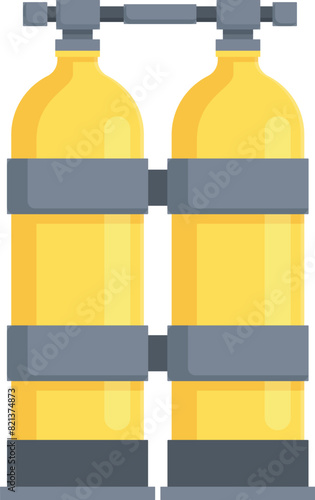 Flat design vector of twin scuba diving oxygen tanks isolated on white background