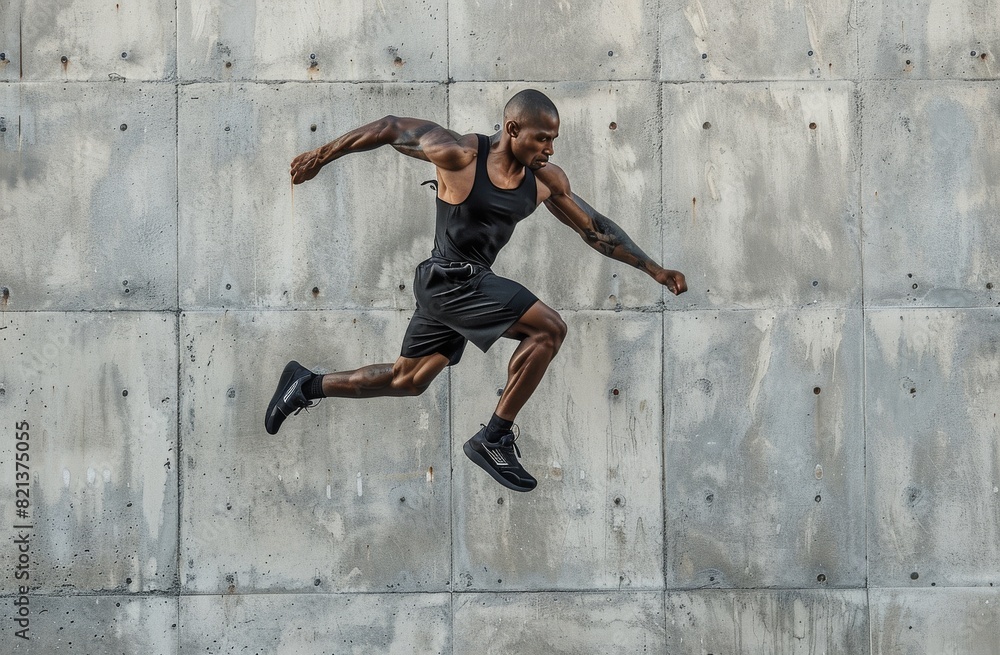 Man Jumping in Front of Wall Man Jumping in Front of Wall