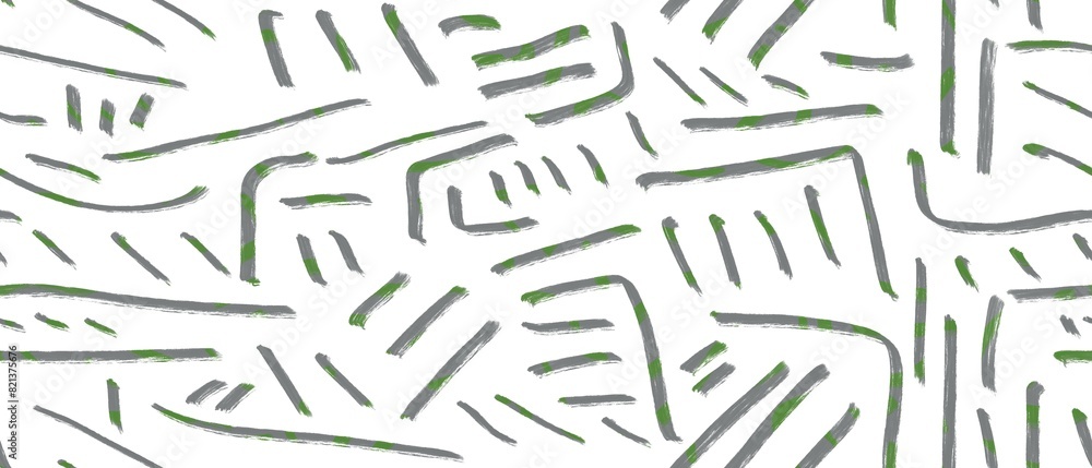 Seamless abstract textured pattern. Simple background with grey, green lines on white. Digital brush strokes. Design for textile fabrics, wrapping paper, background, wallpaper, cover. Seamless abstract textured pattern. Simple background with grey, green lines on white. Digital brush strokes. Design for textile fabrics, wrapping paper, background, wallpaper, cover.