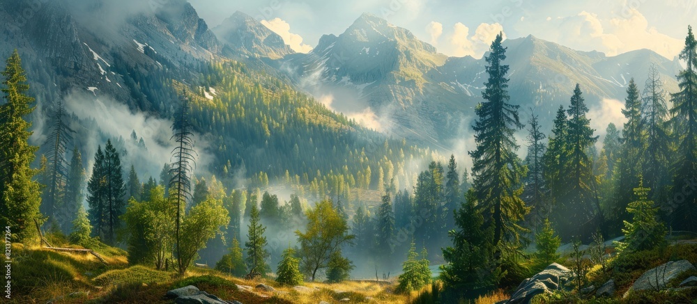 Mountain landscape with fog Mountain landscape with fog