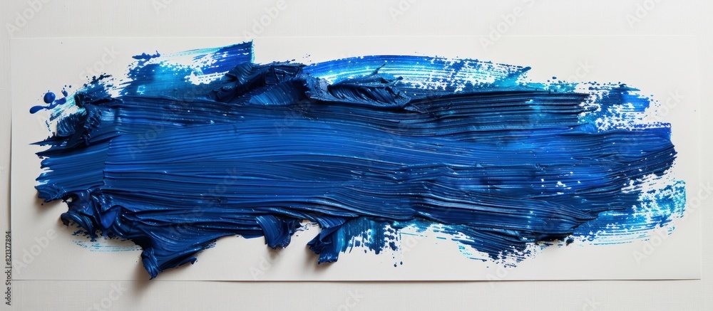 Abstract blue paint brush stroke on white paper Abstract blue paint brush stroke on white paper
