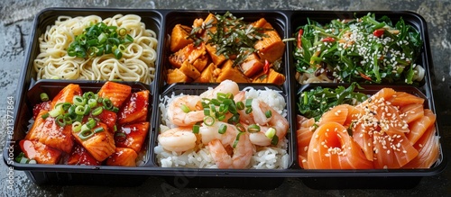 Assorted bento box with various lunch options