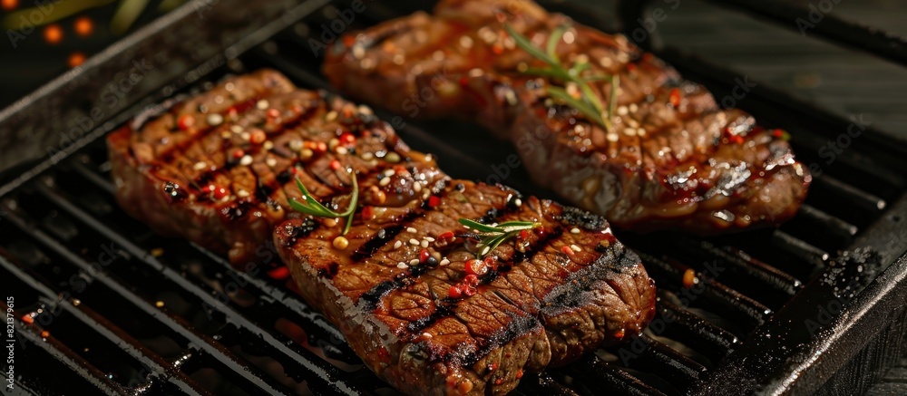 Two steaks grilling on a bbq Two steaks grilling on a bbq