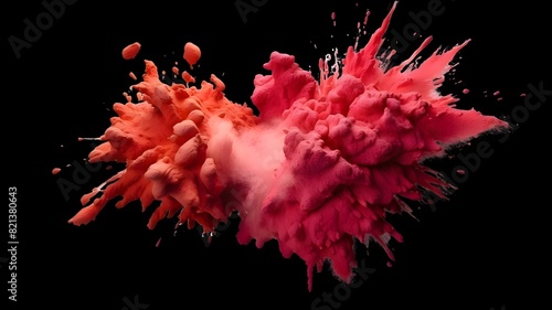 vibrant red Holi paint color powder party explosive burst Isolated transparent png background
