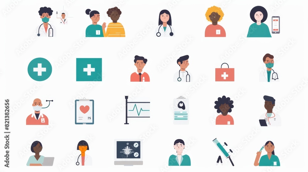 Fototapeta premium Healthcare icons set for web design or mobile app
