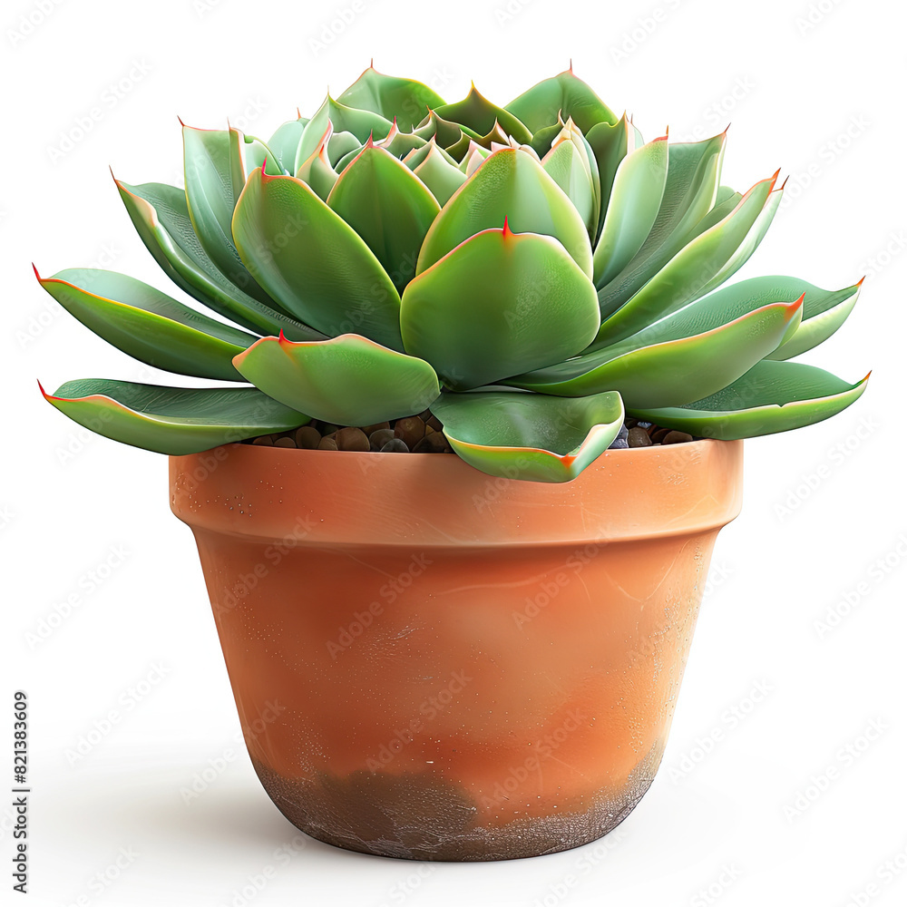 Small Cactus in Pot Isolated on White Background, Generative AI Illustration Small Cactus in Pot Isolated on White Background, Generative AI Illustration