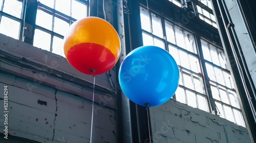 A charm boson balloon playfully floats next to a strange boson balloon as they are known to have strong interactions.