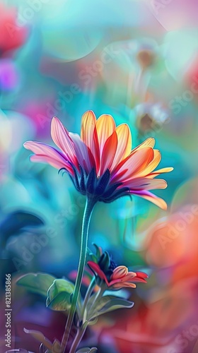 Beautiful  brightly coloured flowers on a blurred background