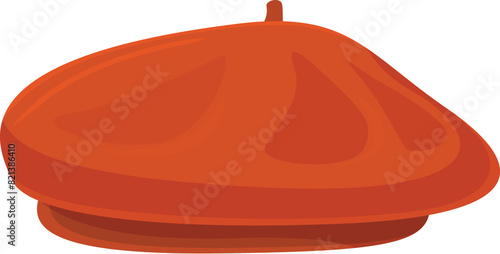 French military beret cartoon illustration with minimalist, flat design, isolated on white background. Fashion accessory, vintage headwear icon