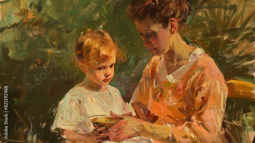 Oil painting portrait of a boy with a tender touch