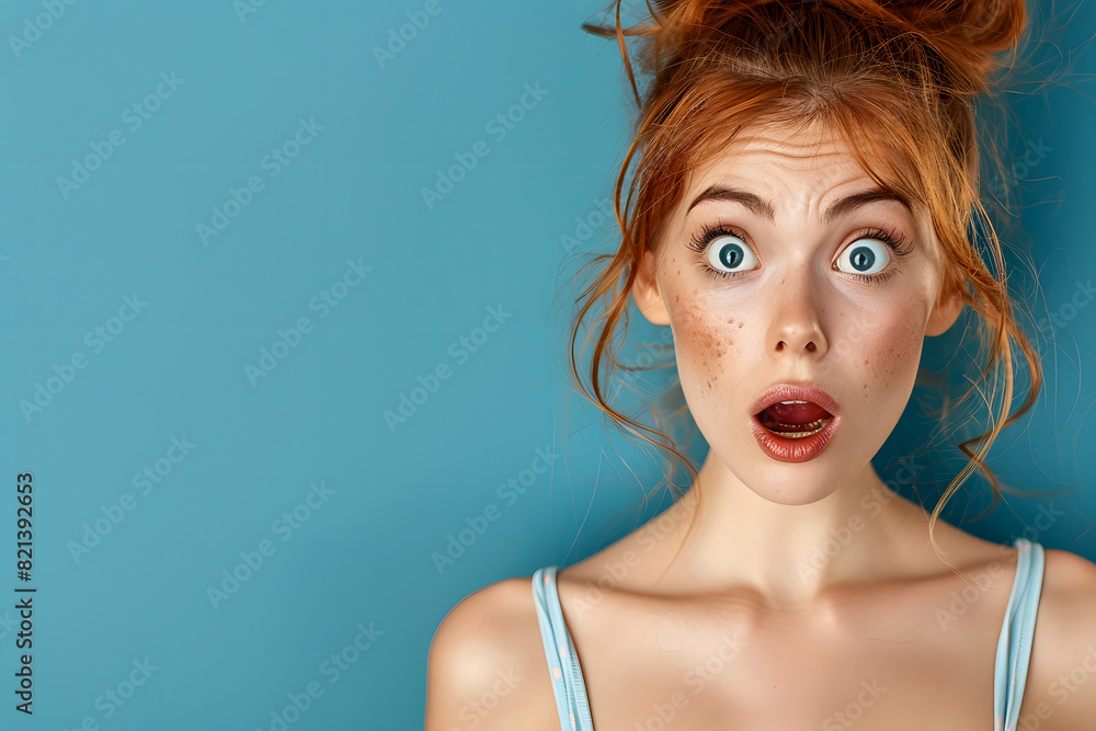 Portrait of confused and surprise woman on solid background. Expressive. Portrait of confused and surprise woman on solid background. Expressive.